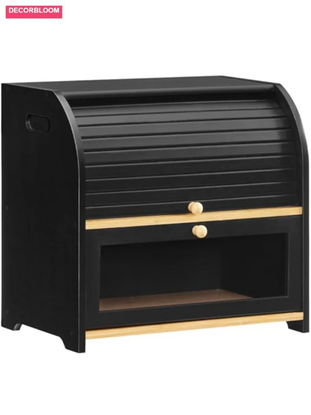 Bamboo 2-Tier Roll-Top Bread Box for Kitchen Countertop
